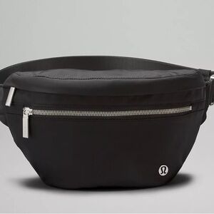 Black Waist Bag with Silver Hardware